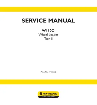 New Holland W110C Tier 2 Wheel Loader Service Repair Manual Instant Download