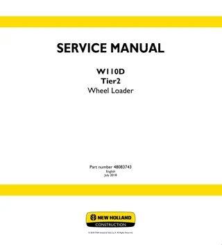 New Holland W110D Tier 2 Wheel Loader Service Repair Manual Instant Download