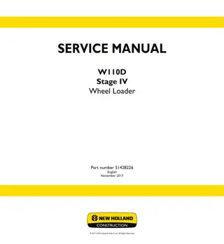 New Holland W110D XR TIER4B WHEEL LOADER Service Repair Manual Instant Download