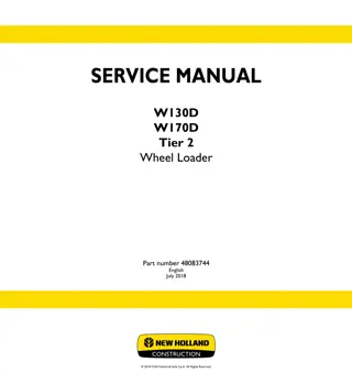 New Holland W130D Tier 2 Wheel Loader Service Repair Manual Instant Download