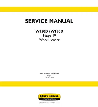 New Holland W130D XR TIER4B WHEEL LOADER Service Repair Manual Instant Download