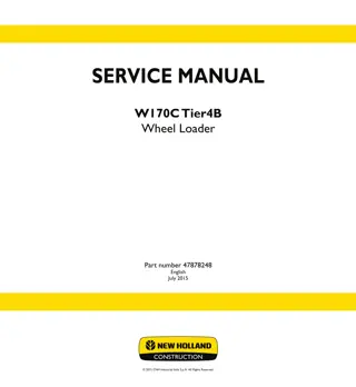 New Holland W170C Tier 4B Wheel Loader Service Repair Manual Instant Download