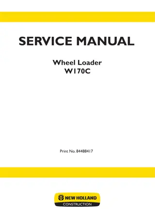 New Holland W170C Wheel Loader Service Repair Manual Instant Download