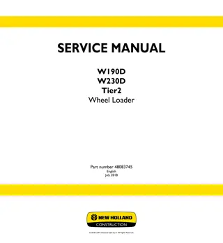 New Holland W190D Tier 2 Wheel Loader Service Repair Manual Instant Download