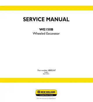 New Holland WE150B Wheeled Excavator Service Repair Manual Instant Download