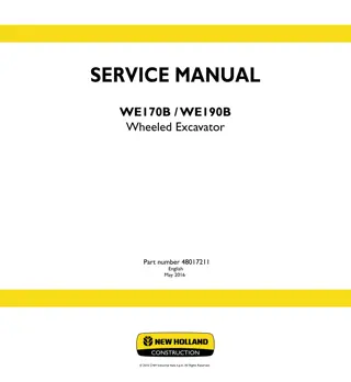 New Holland WE170B Wheeled Excavator Service Repair Manual Instant Download