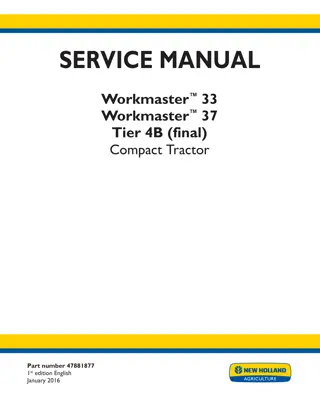 New Holland Workmaster™ 33 Tier 4B (final) Compact Tractor Service Repair Manual Instant Download