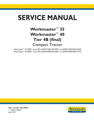 New Holland Workmaster™ 35 Tier 4B (final) Compact Tractor Service Repair Manual Instant Download