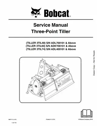 Bobcat 3TIL48 Three-Point Tiller Service Repair Manual Instant Download SN ADL700101 And Above