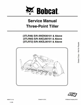 Bobcat 3TLR48 Three-Point Tiller Service Repair Manual Instant Download SN AWZK00101 And Above