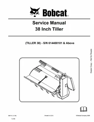 Bobcat 38 Inch Tiller Service Repair Manual Instant Download SN 614400101 And Above