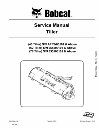 Bobcat 40 62 76 Tiller Service Repair Manual Instant Download